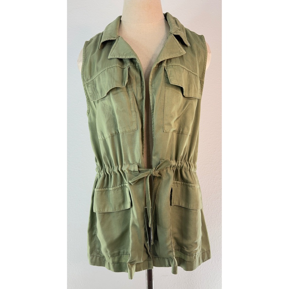 Sanctuary Olive Green Utility Vest 100% Lyocell Medium Boho Y2K Gorpcore Grunge